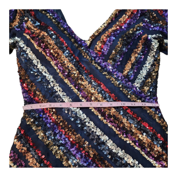 New SCALA silk navy blue with sequins Homecoming Cocktail Dress size 6 - Picture 10 of 11